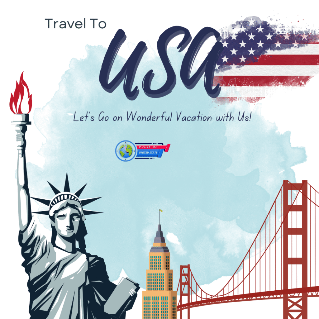 Blue and White Travel to USA Instagram Post